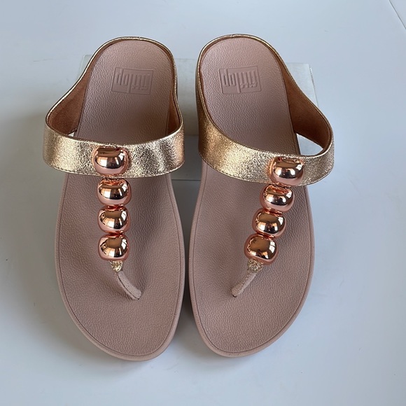 NWT Fit Flop Francheska Glitzy Toe Thongs Rose Gold 6 - Picture 6 of 16